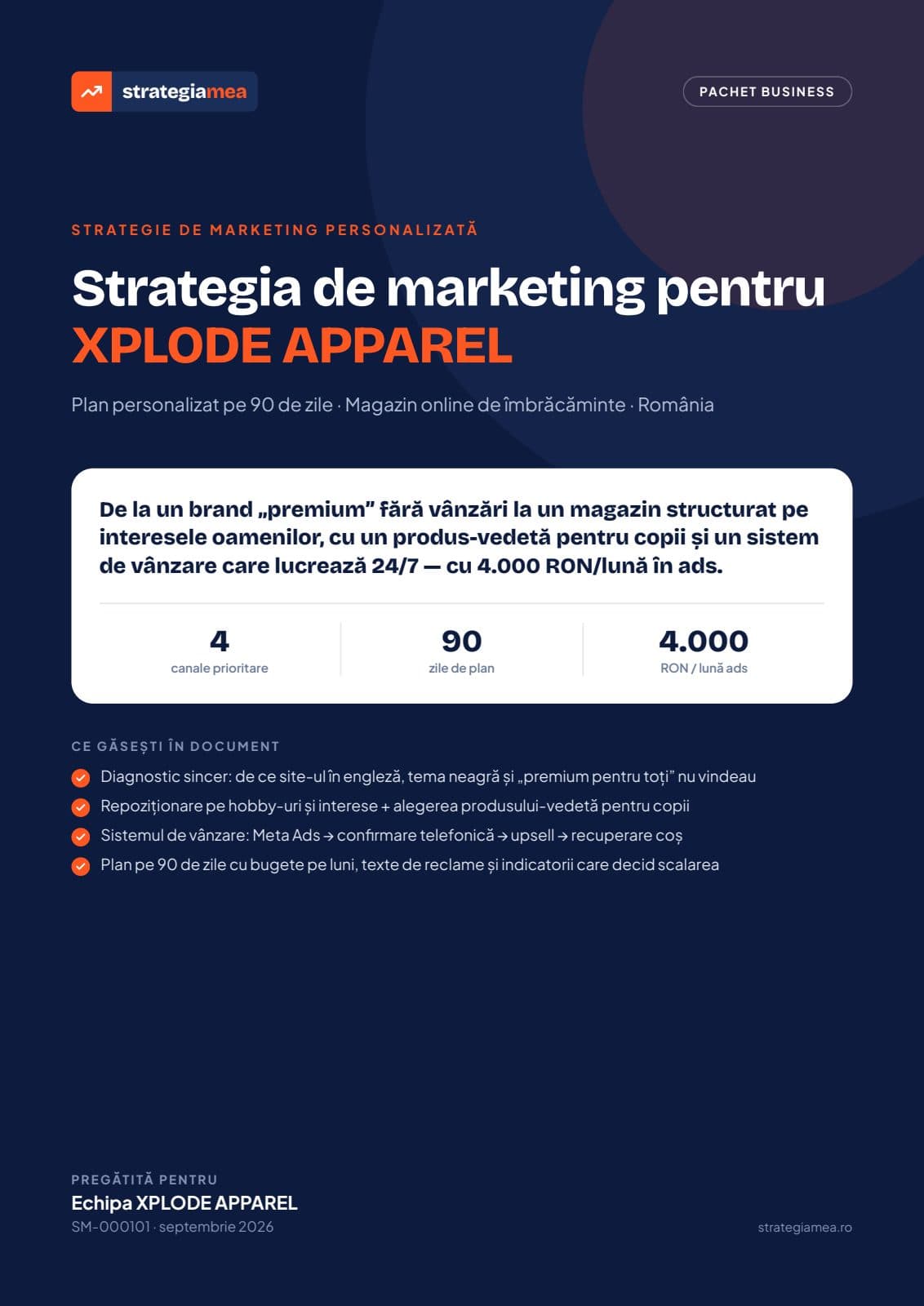Coperta strategiei de marketing XPLODE APPAREL